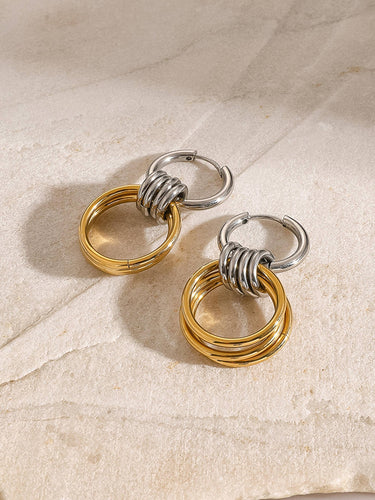 Caster 18K Gold Non-Tarnish Triple Hoop Earring