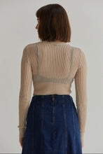 Load image into Gallery viewer, Christina Semi Sheer Ribbed Top Beige
