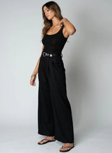 Load image into Gallery viewer, Linen Knotch Waist Pant- Black