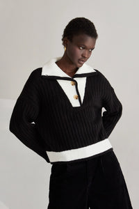 Iris Funnel Neck Contrast Sweater