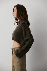 Cecilia Waffle Sweater-Espresso