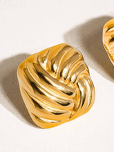 Load image into Gallery viewer, Thel 18K Gold Non-Tarnish Wavy Square Studs