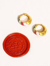 Load image into Gallery viewer, Paloma 18K Gold Colorful Striped Hoop Earring