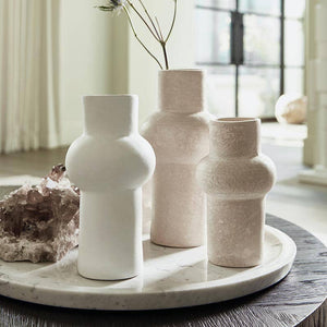 White Paper Mache Vase - Medium