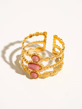 Load image into Gallery viewer, Posh 18K Gold Non-Tarnish Trilayer Adjustable Stone Ring