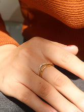 Load image into Gallery viewer, Orleans 18K Gold Non-Tarnish Layered V Rhinestone Ring