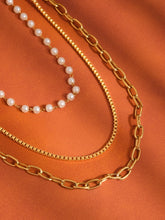 Load image into Gallery viewer, Cadeaux 18K Gold Non-Tarnish Stacked Pearl Chain Necklace
