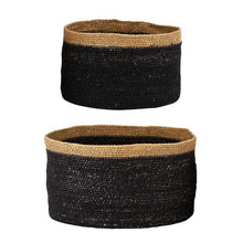Load image into Gallery viewer, Seagrass Basket Set - Black/Natural Rim