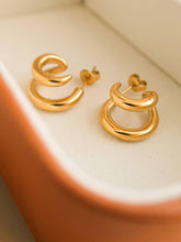 Load image into Gallery viewer, Maddison-Gold Non-Tarnish Double C Hoop Earring