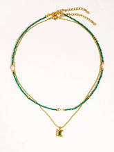Load image into Gallery viewer, Harlynn 18K Gold Boho Green Beaded Layer Necklace