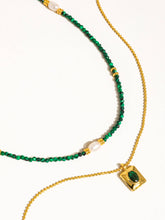 Load image into Gallery viewer, Harlynn 18K Gold Boho Green Beaded Layer Necklace