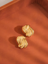 Load image into Gallery viewer, Ashton 18K Gold Non-Tarnish Wavy Rectangular Studs