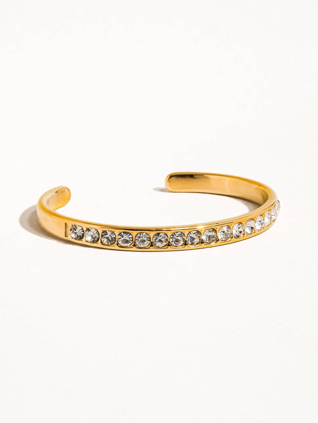 Troy 18K Gold Non-Tarnish Rhinestone Bangle