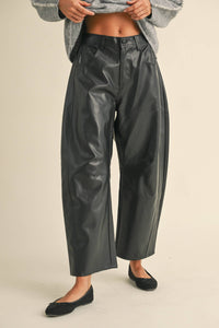 Misha Vegan Leather Barrel Pant