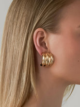 Load image into Gallery viewer, Colton 18K Gold Non-Tarnish Layered Spiral Earring: Silver