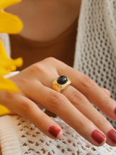 Load image into Gallery viewer, Palmer 18K Gold Non-Tarnish Agate Stone Ring