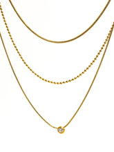 Load image into Gallery viewer, Paulette 18K Gold Non-Tarnish Trilayer CZ Chain Necklace