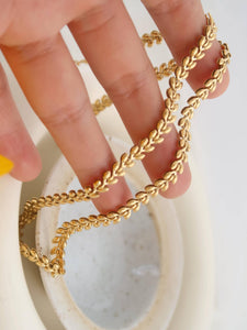 Vern 18K Gold Non-Tarnish Classic Wheat Chain