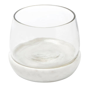 Small White Marble and Glass Bowl