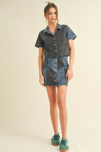 Load image into Gallery viewer, Black &amp; Blue Denim Skirt
