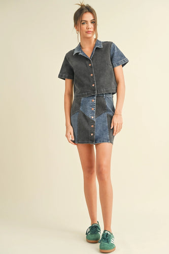 Black & Blue Denim Skirt