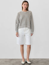 Load image into Gallery viewer, The Parker Sweater features an Andalusian stitch striped pattern for a unique touch. With its oversized fit and square armhole design, it offers a contemporary and relaxed look. Perfect for adding a cozy layer to your outfit.

Stitch striped knit pattern fabric&nbsp;
Crewneck with rib detail
Long sleeves with ribbing at cuff&nbsp;
Square armhole design
Relaxed fit&nbsp;
Dry Clean&nbsp;
True to size&nbsp;
Model is 5&#39;7&quot; and wearing a Small