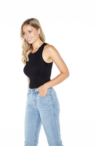 High Neck Tank Top-Black