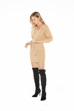 Load image into Gallery viewer, Mock Wrap Sweater Dress