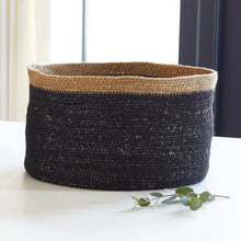 Load image into Gallery viewer, Seagrass Basket Set - Black/Natural Rim