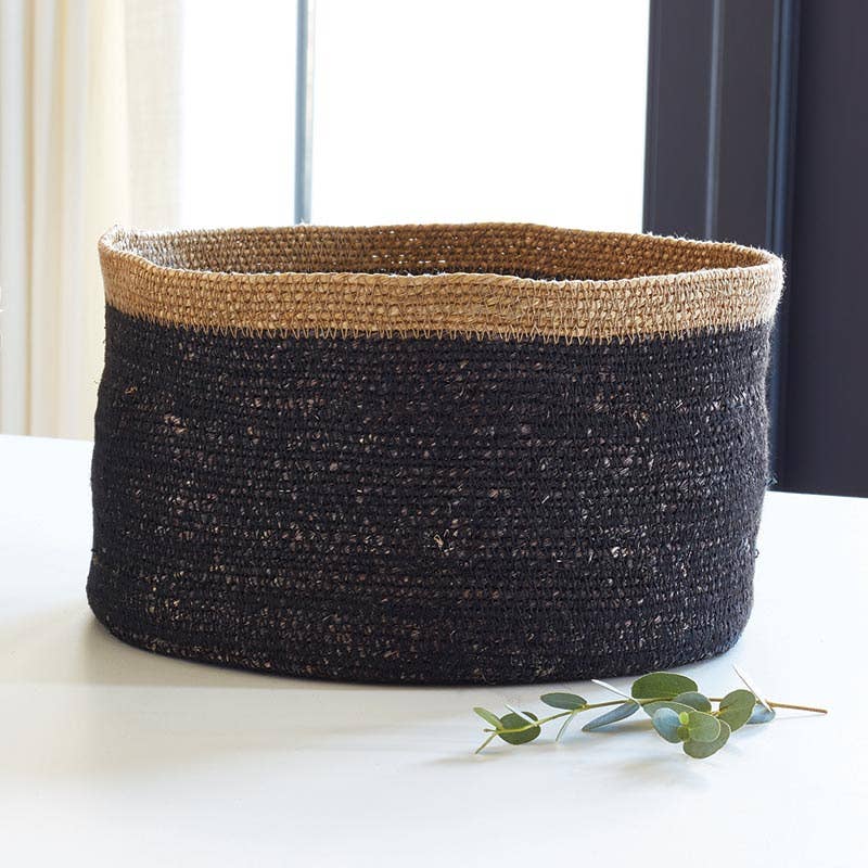 Seagrass Basket Set - Black/Natural Rim