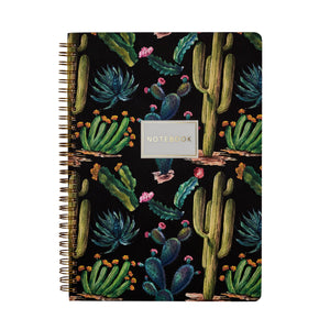 Spiral Notebook Cactus on black