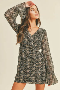 Black Floral Mini Dress