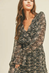 Black Floral Mini Dress
