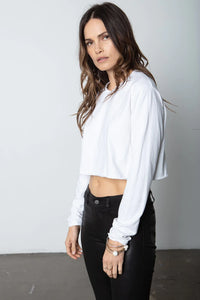 The Boyfriend LS Crop Tee- White