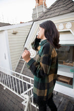 Load image into Gallery viewer, Navy Tartan Fringe Shacket