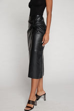 Load image into Gallery viewer, Knot Vegan Leather Midi Skirt