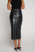 Load image into Gallery viewer, Knot Vegan Leather Midi Skirt